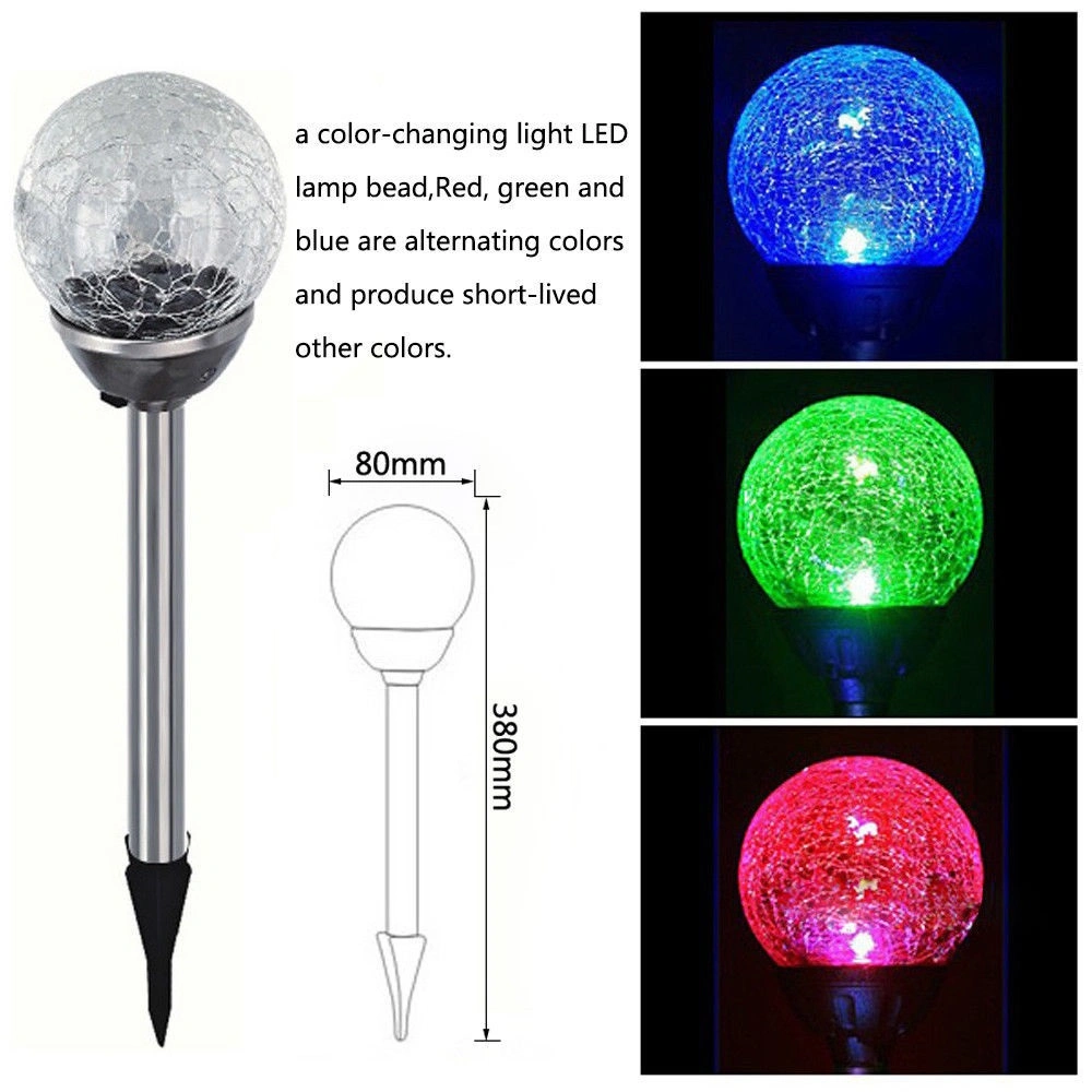 Outdoor Cracked Glass Ball LED Color Changing Landscape Solar Street Lights Wyz18068