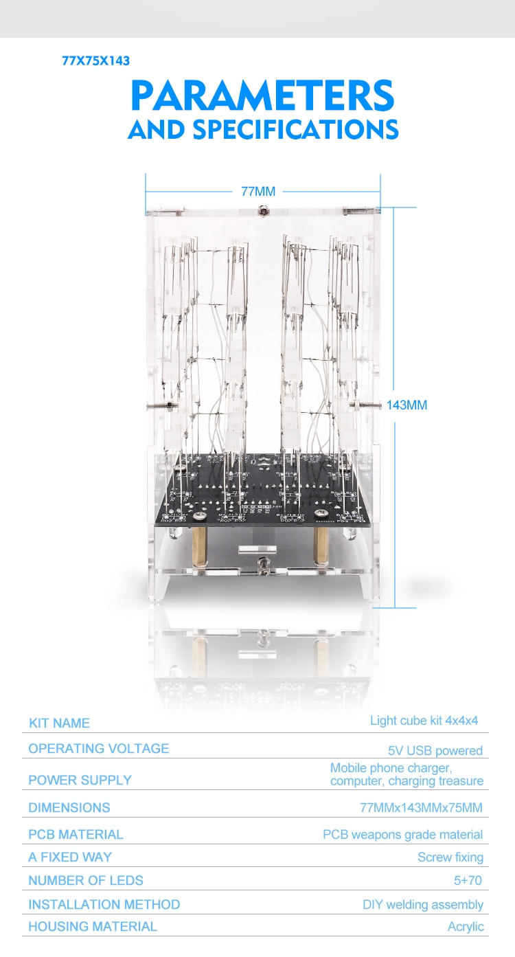 Spectrum 444 Double Color Light Cube Single Chip Microcomputer DIY Kit Electronic DIY Production Fog LED Light Parts Kit