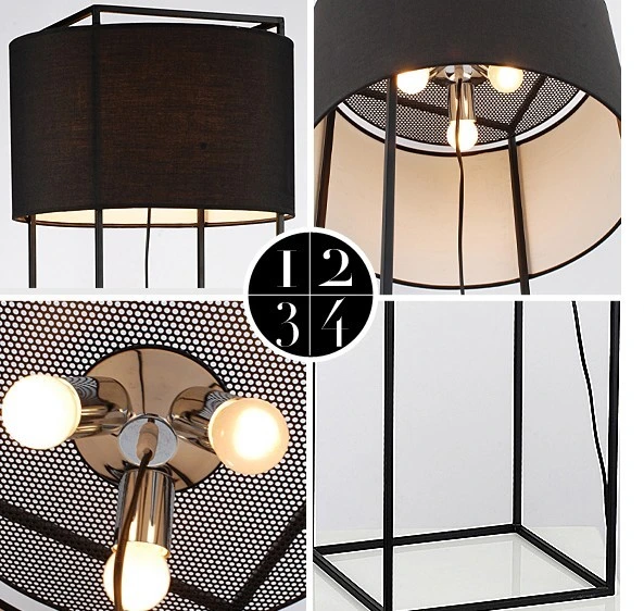 Hotel Bedside Modern Standing Floor Lamp Light in Black Fabric Shade