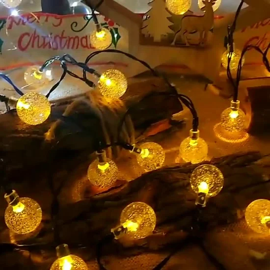 IP65 Sfera di cristallo impermeabile Luci solari a corda natalizie Portico Ponte Cortile Luci a stringa solari Decorative LED Natale Luce impermeabile colorata